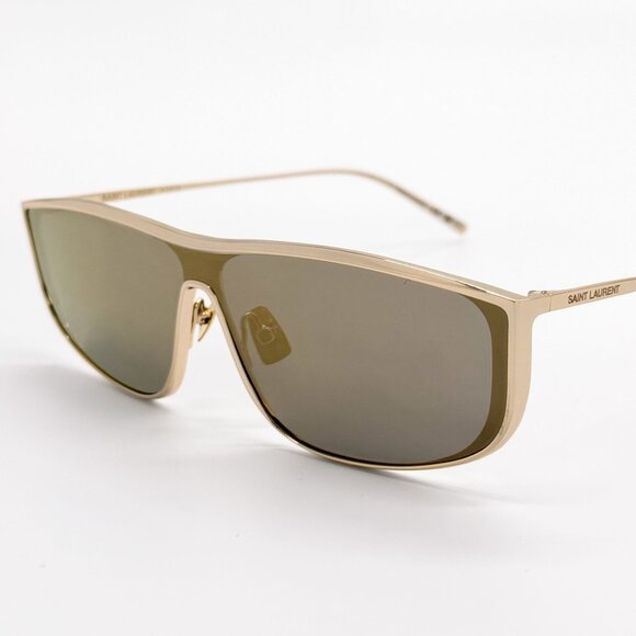 NEW SAINT LAURENT SL605 LUNA 004 SHIELD GOLD SUNGLASSES SAINT LAURENT SL 605 - Picture 7 of 10